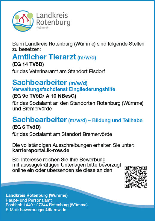 Stellenanzeige Rotenburg Wuemme 2025 november tierarzt
