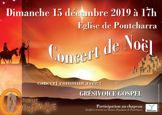 Concert de Noël à l'église de Pontcharra - Choeur Consonance & Grési'Voice - dimanche 15 décembre 2019 17h