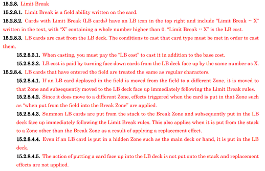 Gänzliche Regeln des Abschnitts 15.2.8. Limit Break