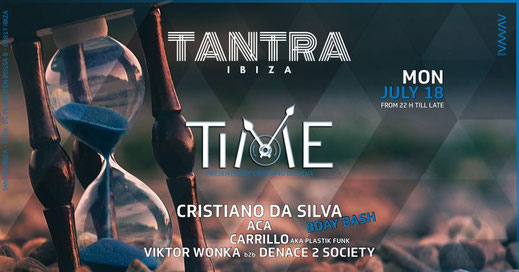Event flyer of Time party in the Tantra Bar in Ibiza