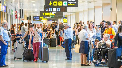 Airport of Ibiza during high summer season