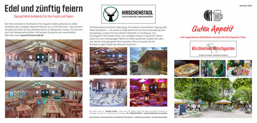 Speise- und Getränkekarte Kirchheimer Hirschgarten Sommer 2024