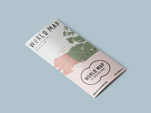 Handgemalte Weltkarte von Zero per Zero in beige, faltbar