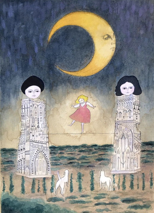 「The Moon」/ペン、アクリル / 297㎜×210㎜