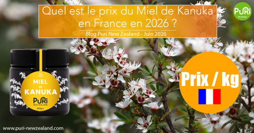 Etude des prix de 2026 par Puri New Zealand sur le Miel de Kanuka de Nouvelle-Zélande. Guide d'achat et explications des prix.