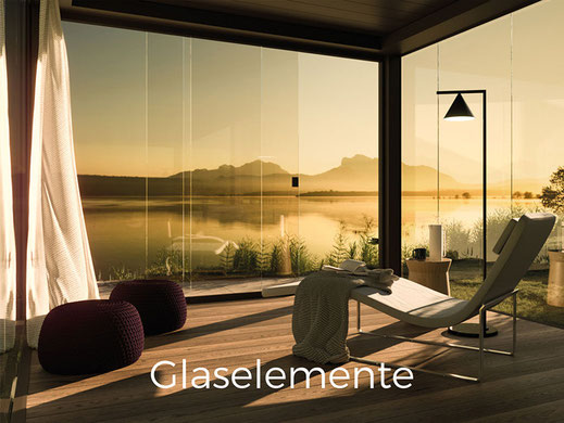 Glaschiebeelemente, Fixverglasungen und Drehtüren für Terrassendächer