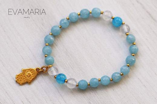 handgemachtes edelstein armband in blau und gold