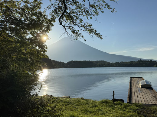 Lake Tanuki with a view of Mt. Fuji in Fujinomiya, Shizuoka