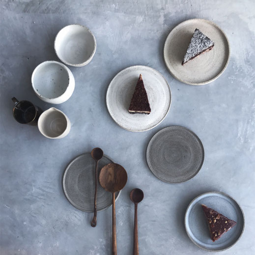 several handmade ceramic plates by Imre Bergmann