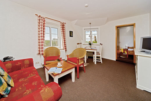 Wohnzimmer in der Ferienwohnung Hooge