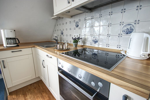 Echte Delfter Kacheln in der Küche der Ferienwohnung Süderoog