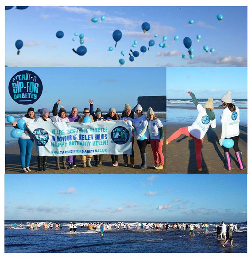 Dip For Diabetes in Honour of Helen Holmes at Saltburn Beach