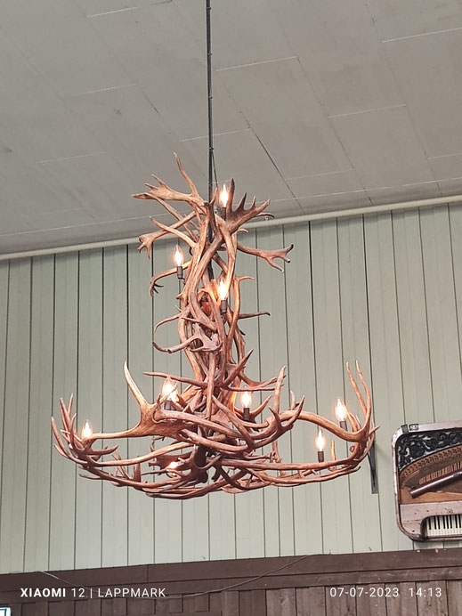 Ik ben helemaal verliefd op deze van rendiergeweien gemaakte lampen. 