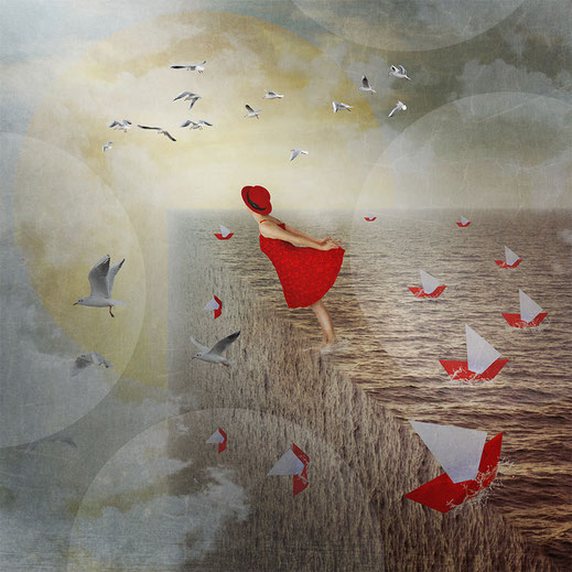 Tumbling at the Edge, 2020, Fotografie, digitale Bearbeitung, Fotomanipulation, 30x30cm, 50x50cm, 90x90cm