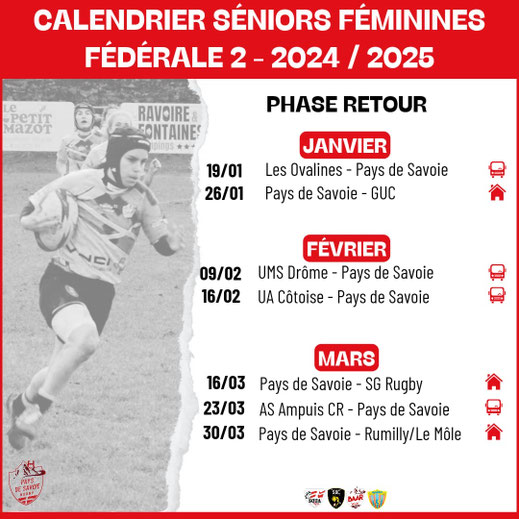 calendrier saison Seniors féminines Pays de Savoie