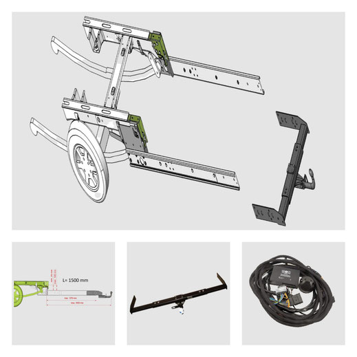 Anhängerkupplung inkl. Rahmenverlängerung Normal Fiat Ducato ZFA250 und Elektrokabelsatz für Ihr Wohnmobil / Reisemobil