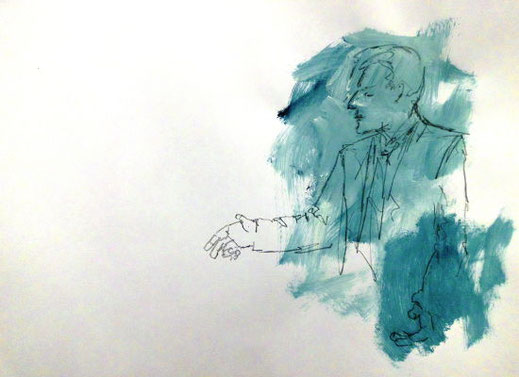 Gestatten, Herr Landrat, hand zum Gruß,  bleistift/acryl