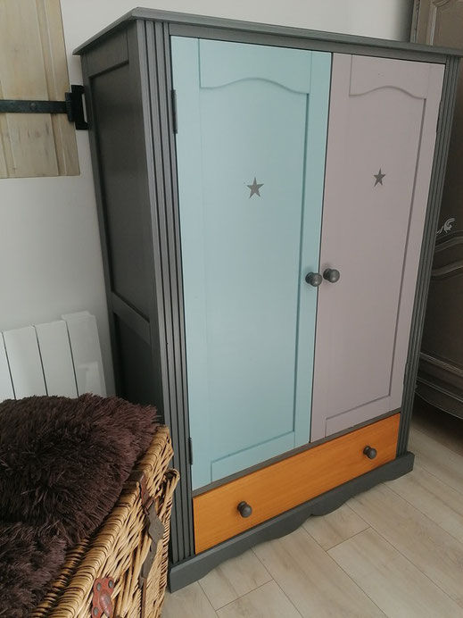 relooking de meuble le mans sarthe armoire pin enfant gris bleu etoile