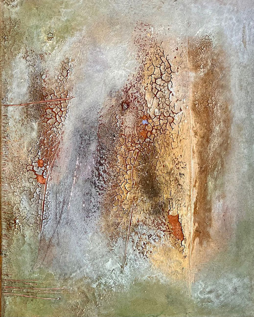 50 x 40 Sandelholz, Marmormehl,  Silber, Gold