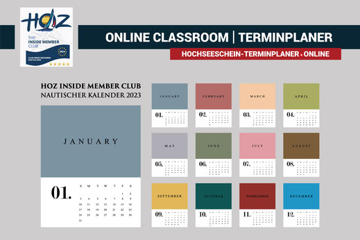 HOZ Hochseezentrum International | Hochseeschein Kombi-Kurse | Flipped Classroom | Hochseeschein Online Classroom Terminplaner | www.hoz.swiss