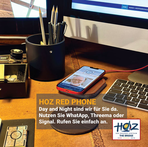 HOZ RED PHONE – 24/7 persönlicher Support via WhatsApp, Threema oder Signal direkt aus dem HOZ Backoffice in St. Gallen.