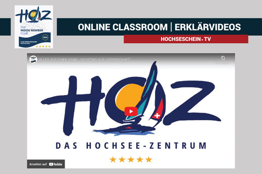 Logo des HOZ Hochseezentrums auf YouTube – Hochseeschein-Erklärvideos: „Alles aus einer Hand – Yachting aus Leidenschaft
