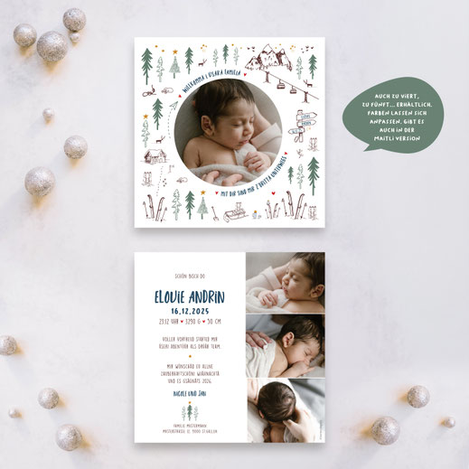 Weihnachtskarte Baby Geburtskarte Baby mit Weihnachstmotiv Babykarte kartendings.ch Schweiz