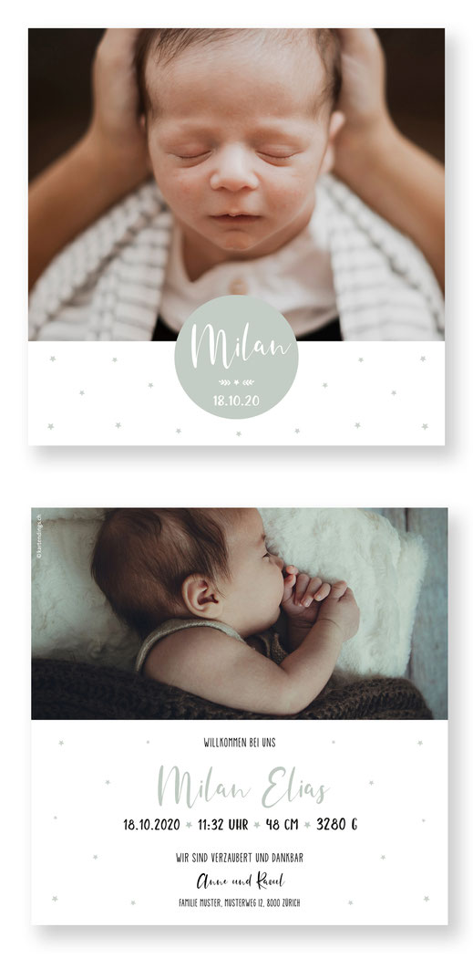 Weihnachtskarte Baby Geburtskarte Baby mit Weihnachstmotiv Babykarte kartendings.ch Schweiz