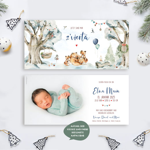 Weihnachtskarte Baby Geburtskarte Baby mit Weihnachstmotiv Babykarte kartendings.ch Schweiz