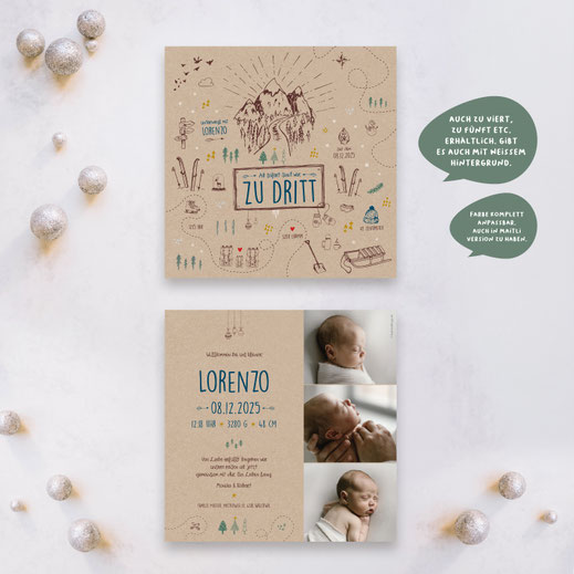 Weihnachtskarte Baby Geburtskarte Baby mit Weihnachstmotiv Babykarte kartendings.ch Schweiz