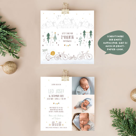 Weihnachtskarte Baby Geburtskarte Baby mit Weihnachstmotiv Babykarte kartendings.ch Schweiz