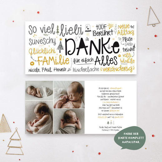 Weihnachtskarte Baby Geburtskarte Baby mit Weihnachstmotiv Babykarte kartendings.ch Schweiz