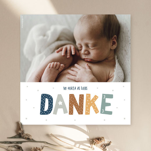 Dankeskarte Geburt kartendings.ch
