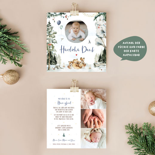 Weihnachtskarte Baby Geburtskarte Baby mit Weihnachstmotiv Babykarte kartendings.ch Schweiz