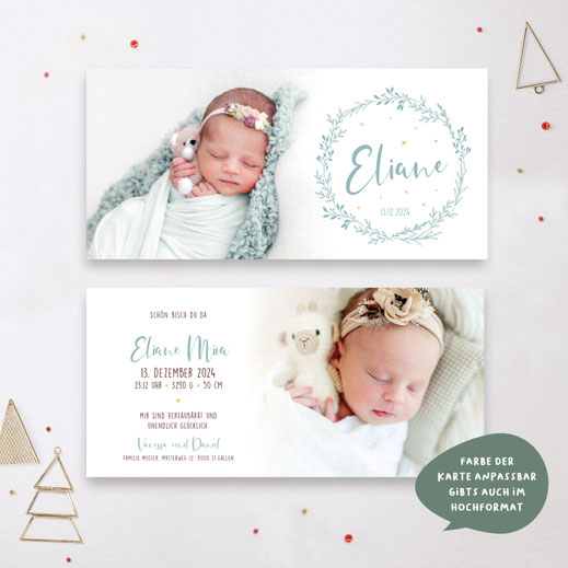 Weihnachtskarte Baby Geburtskarte Baby mit Weihnachstmotiv Babykarte kartendings.ch Schweiz