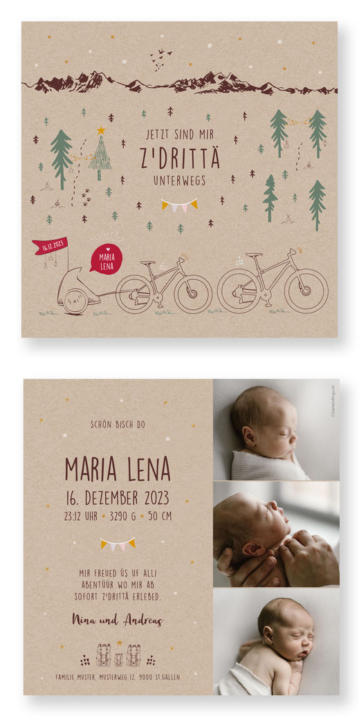 Weihnachtskarte Baby Geburtskarte Baby mit Weihnachstmotiv Babykarte kartendings.ch Schweiz