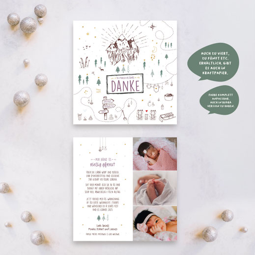 Weihnachtskarte Baby Geburtskarte Baby mit Weihnachstmotiv Babykarte kartendings.ch Schweiz
