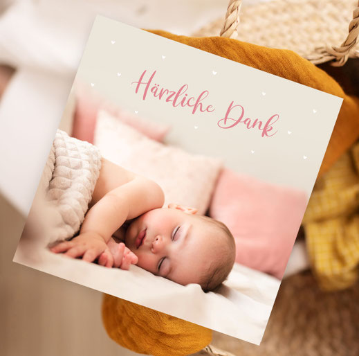 Dankeskarte Baby mit Foto Schweiz