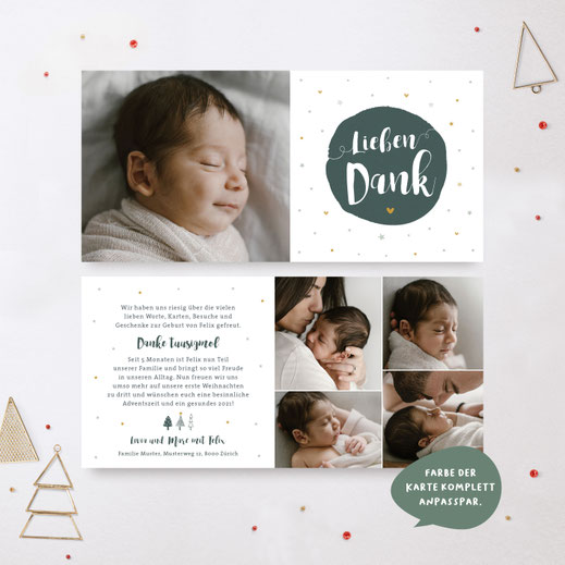 Weihnachtskarte Baby Geburtskarte Baby mit Weihnachstmotiv Babykarte kartendings.ch Schweiz