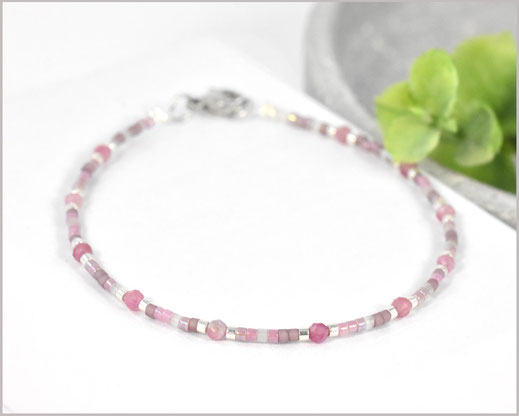 Turmalin Edelstein Armband 2 mm mit  Mijuki Perlen Mix  28,90 €