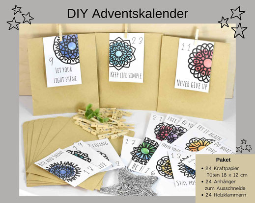 Adventskalender DIY mit Papiertüten, Zahlen und Holzklammern 12,90 €