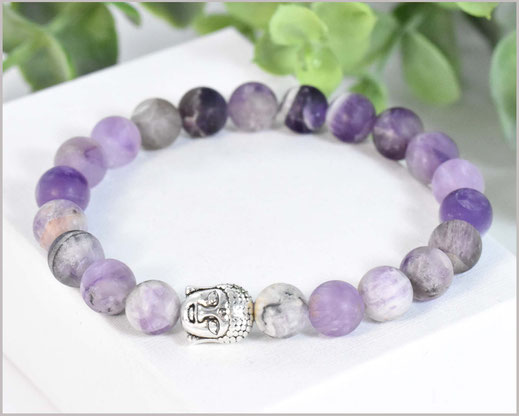 Amethyst Edelstein Armband 8 mm mit Quaste und Mandala  21,90 €