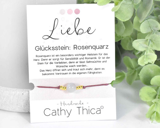 Glücksarmband mit Rosenquarz Edelstein  11,- €