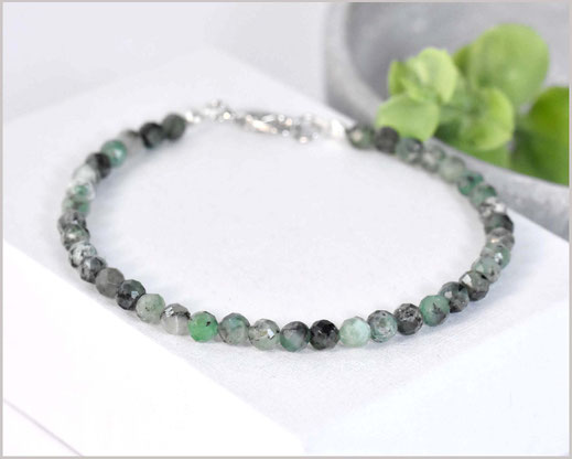 Smaragd Armband  4 mm mit 925 Silber Unikat Einzelstück  44,90 €