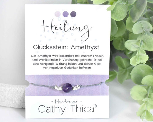 Glücksarmband mit Amethyst Edelstein  11,- €