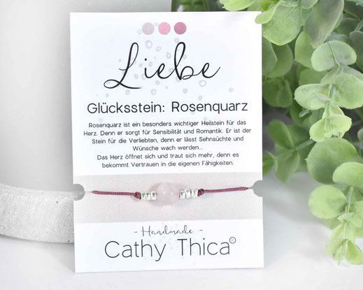 Glücksarmband mit Rosenquarz Edelstein  11,- €