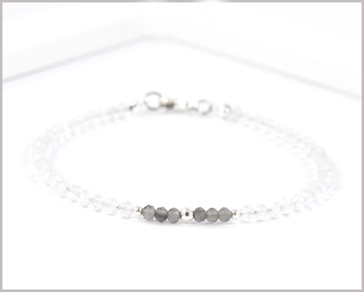 Bergkristall mit Rauchquarz Armband 3 mm  925 Silber  36,90 €