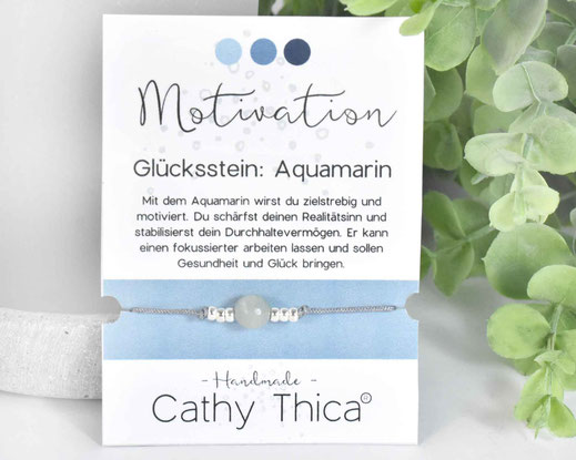 Glücksarmband mit Aquamarin Edelstein  11,- €