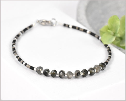 Labradorit Edelstein Armband 3x4 mm mit Miyuki Perlen Mix  28,90 €