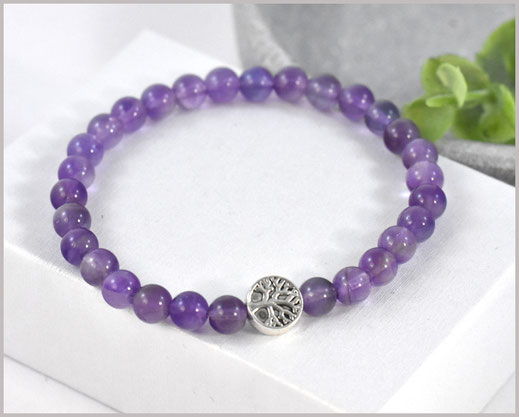 Amethyst Edelstein Armband mit Lebensbaum  22,90 €